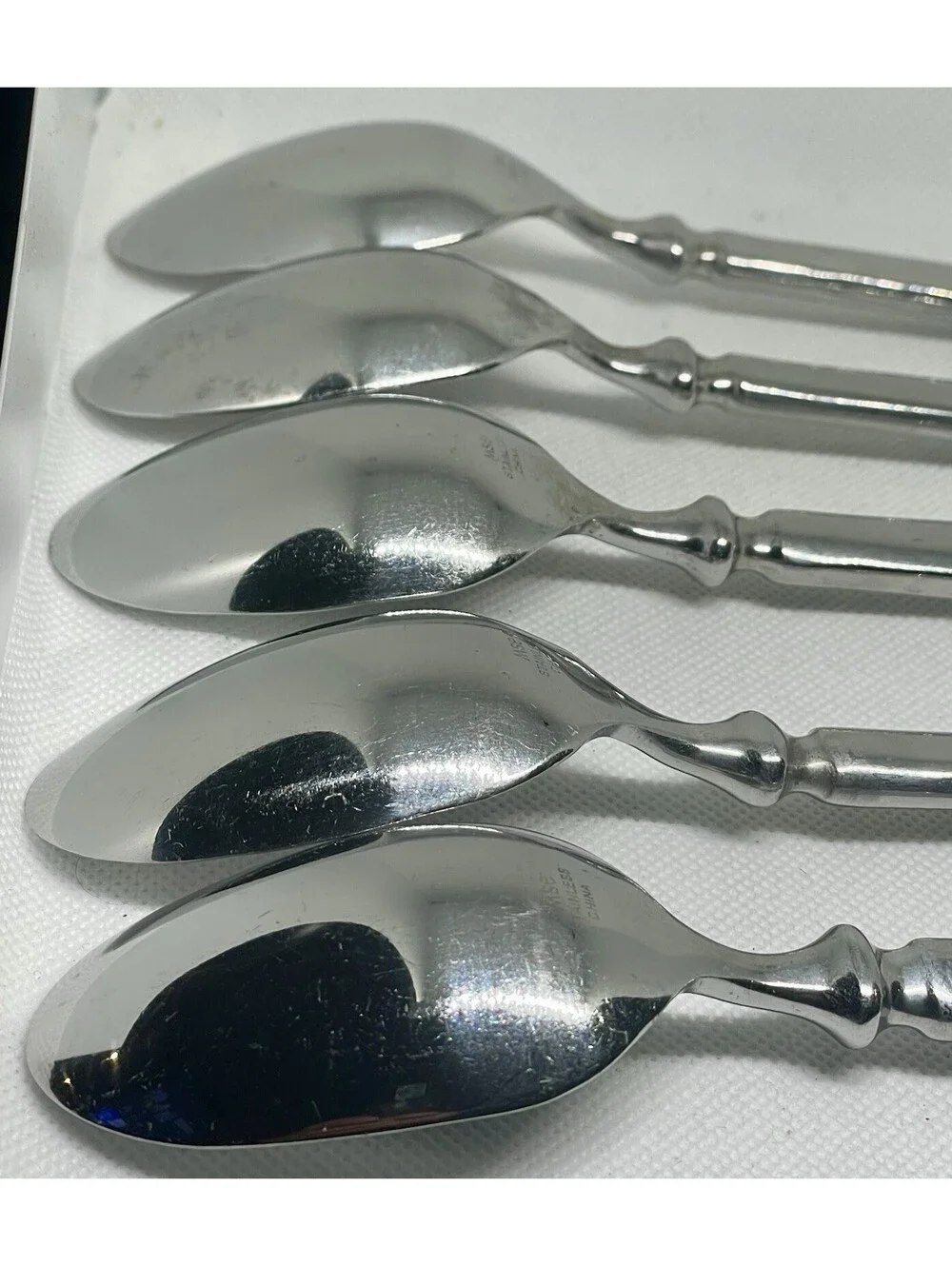 (5) Martha Stewart Essentials EMPIRE MSE Stainless China Place Spoon Lot ~ 7.75”